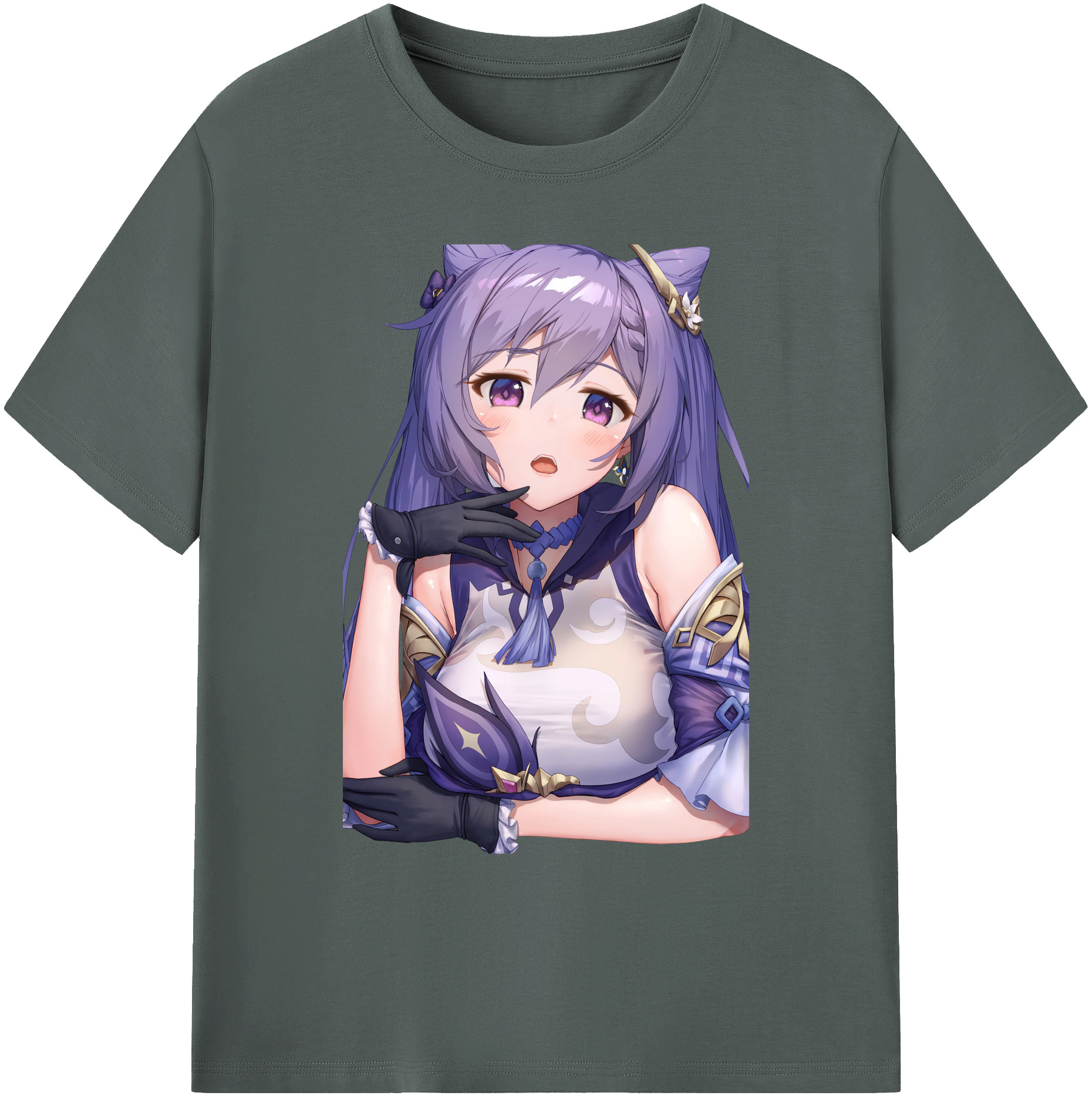 げんし神 刻晴 こくせい genshin Kokusei 綿100％ メンズ半袖Tシャツ｜肌触りやわらか＆通気性